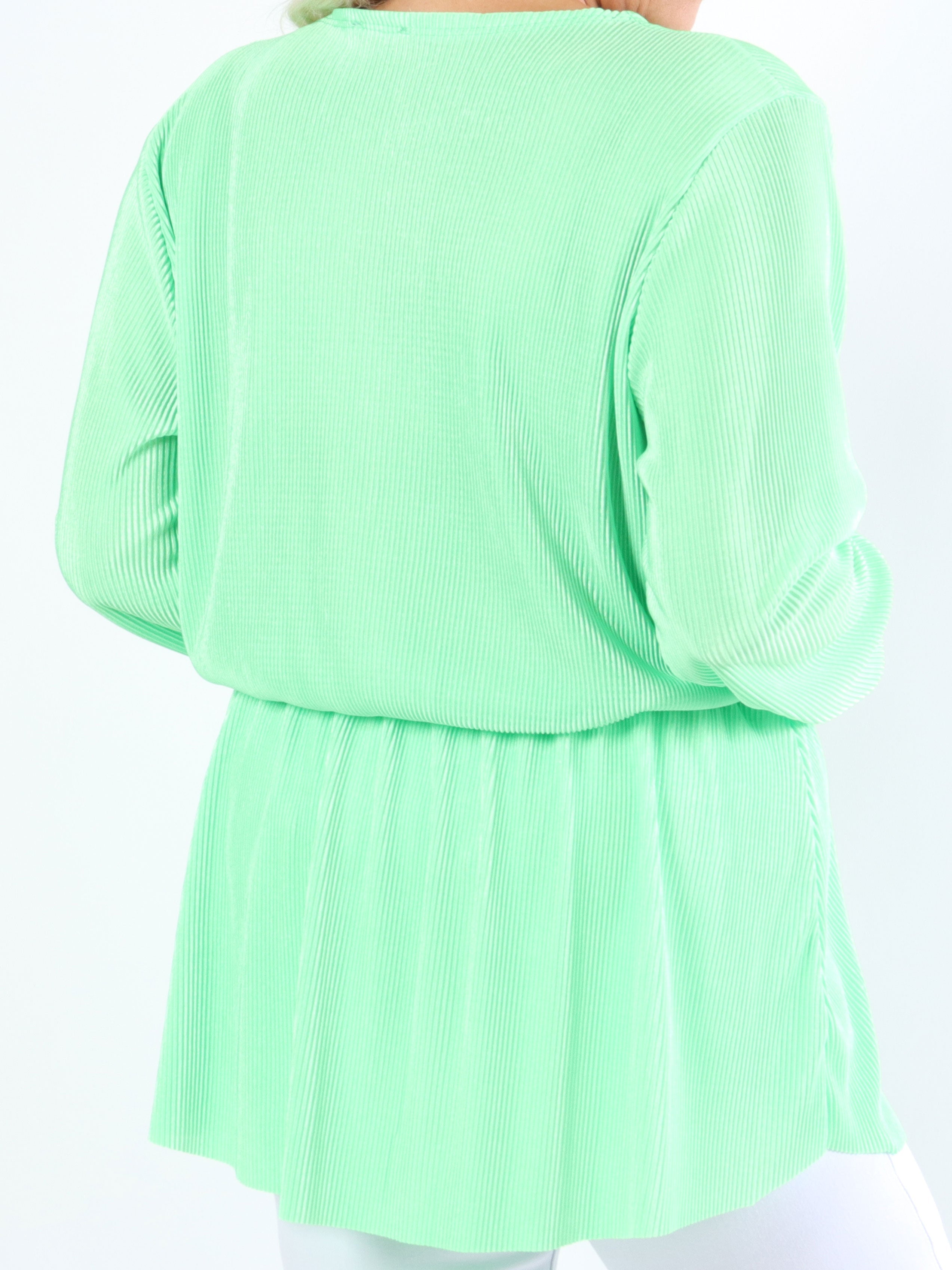 Delfina - Randig långärmad plus size blus med liten kjol